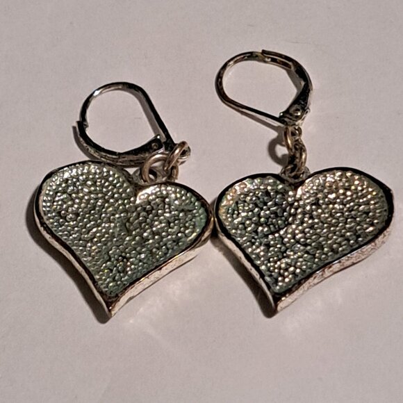 heart earrings silver and turquoise color - Picture 6 of 7